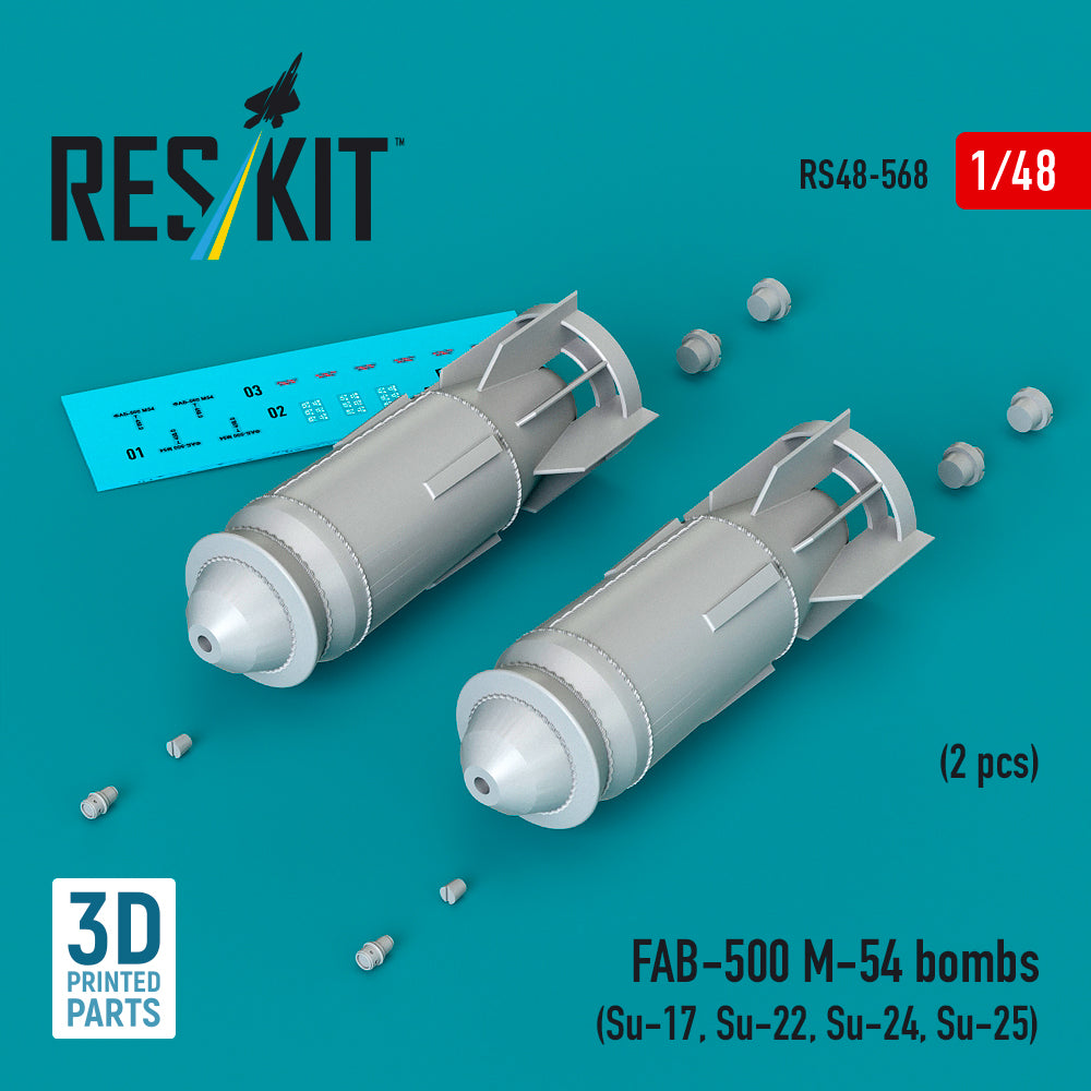 FAB-500 M-54 bombs (2 pcs) (Su-17, Su-22, Su-24, Su-25) (3D-Printed) (1/48)