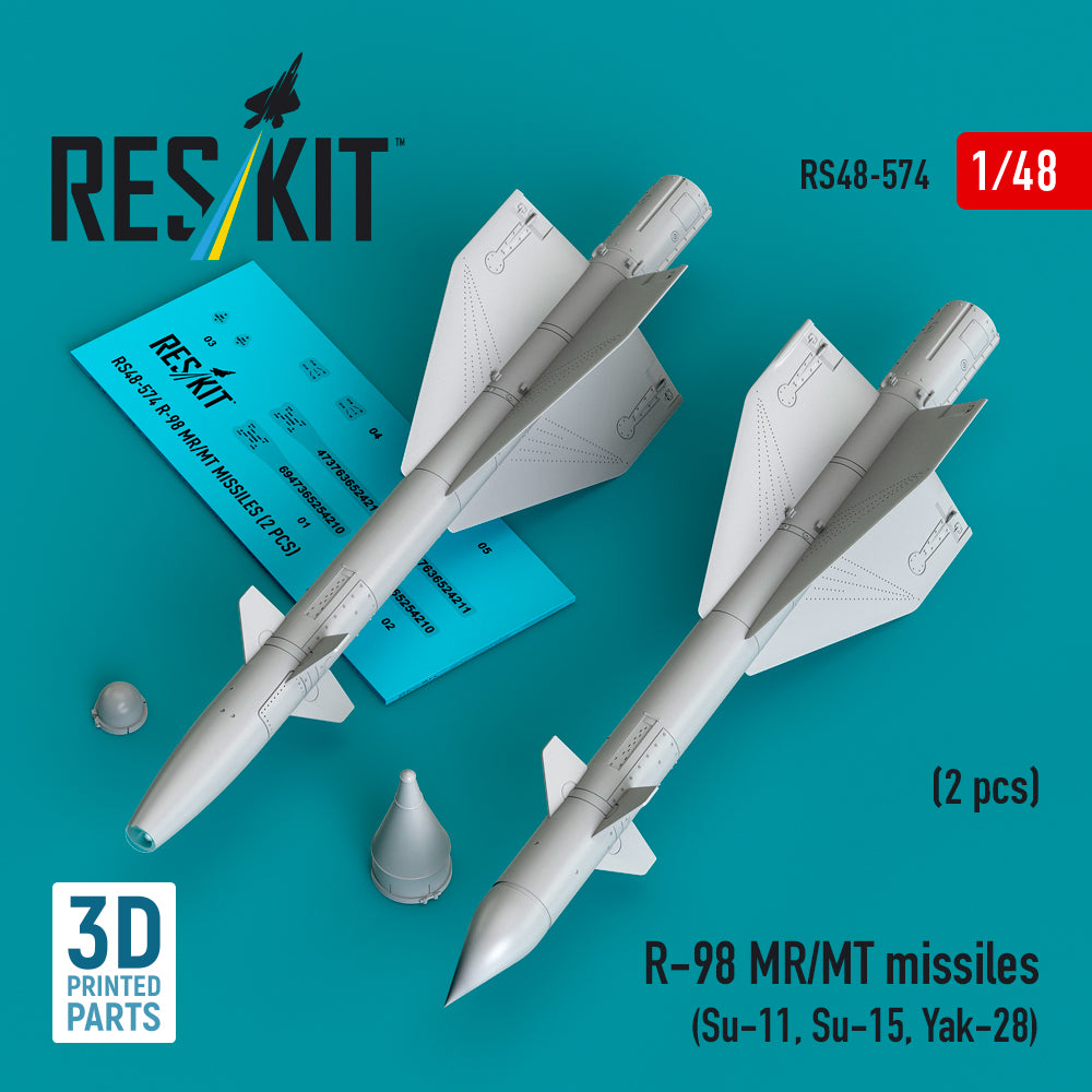 R-98 MR/MT missiles (2 pcs) (Sukhoi Su-11, Sukhoi Su-15, Yak-28) 3D-Printed