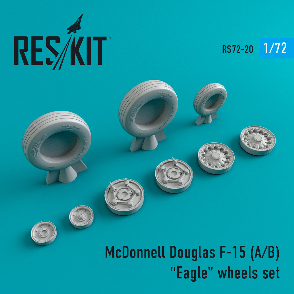 McDonnell-Douglas F-15A/F-15B Eagle wheels set (designed to used with Esci, Hasegawa, Italeri, Monogram and Revell kits) (ResKit sold out May 2026)