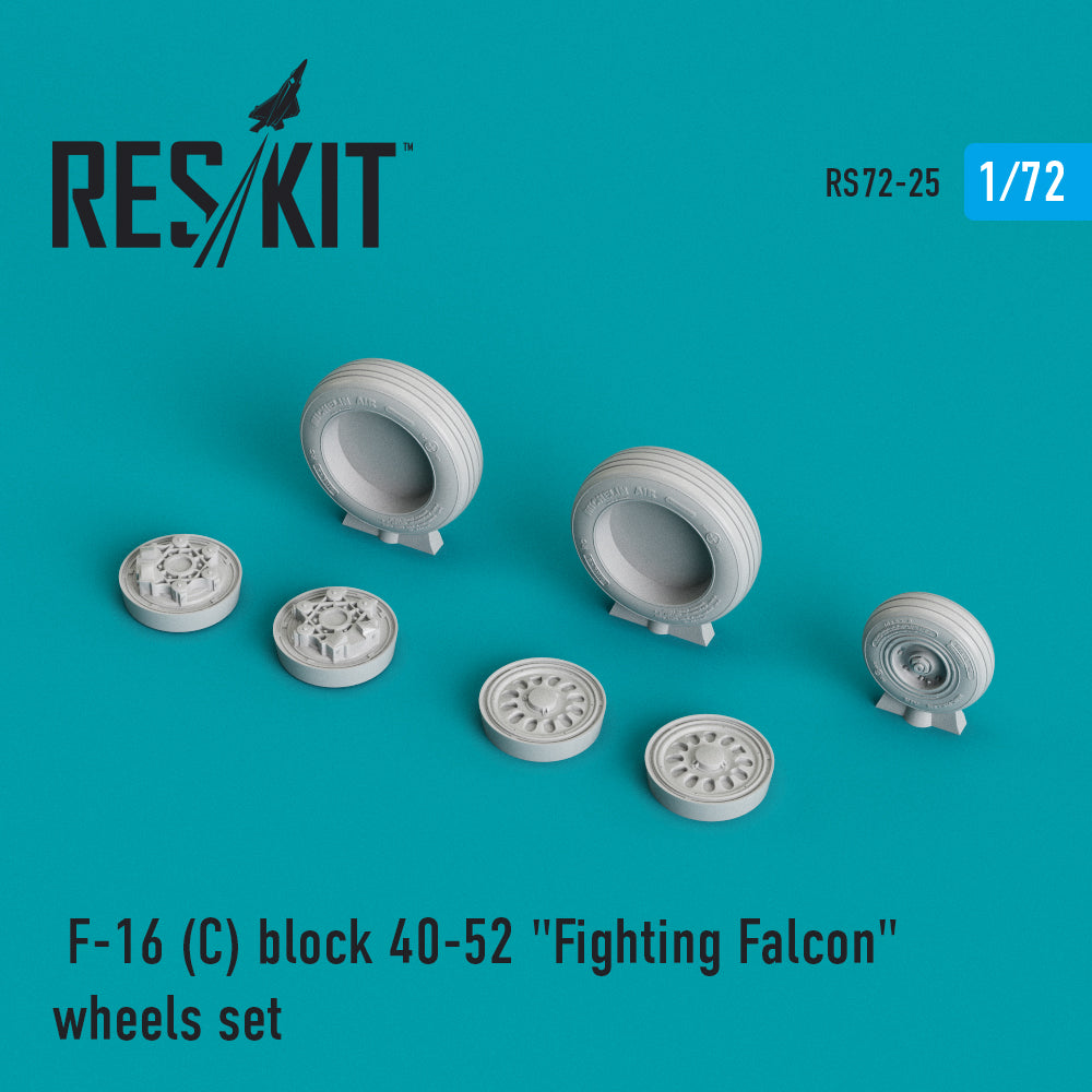 Lockheed-Martin F-16C block 40-52 Fighting Falcon wheels set (designed to used with Academy, Hasegawa, Revell and Tamiya kits) (ResKit sold out May 2026)