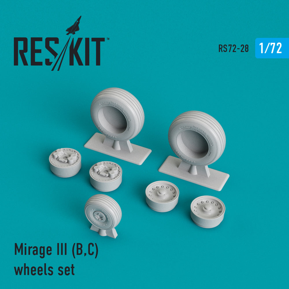 Dassault_Mirage IIIB, IIIC) (ResKit sold out May 2026) wheels set (designed to used with Airfix, Esci, Modelsvit, PJ Production, R.V.Aircraft, Special Hobby, and Valom kits) (ResKit sold out May 2026)