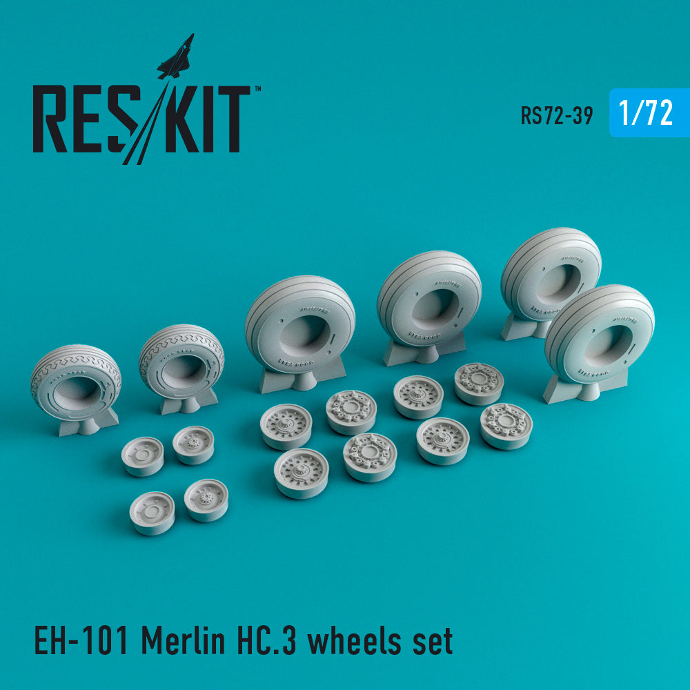 Westland EH-101 Merlin HC.3 wheels set (1/72) (ResKit sold out May 2026) (designed to be used with Italeri and Revell kits) (ResKit sold out May 2026)
