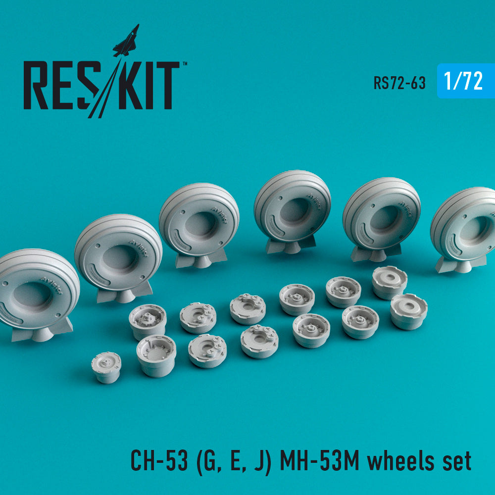 Sikorsky CH-53 (Sikorsky CH-53G, Sikorsky CH-53E, Sikorsky CH-53J) (ResKit sold out May 2026) MH-53M wheels set (designed to be used with Bilek, Fujimi and Italeri kits) (ResKit sold out May 2026)