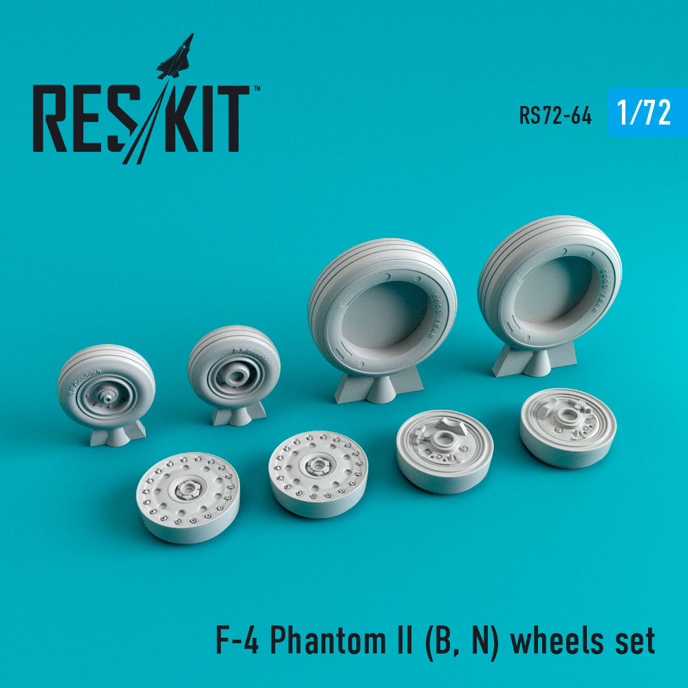 McDonnell F-4B/F-4N/F-4B/N Phantom II wheels set (designed to be used with Academy, Fujimi, Hasegawa and Revell kits) (ResKit sold out May 2026)