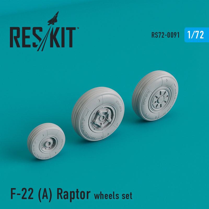 Lockheed-Martin F-22A Raptor wheels set (designed to be used with Academy, Fujimi, Hasegawa, Heller, Hobby Boss, Italeri and Revell kits) (ResKit sold out May 2026)
