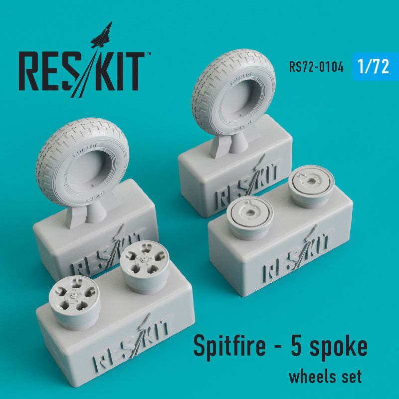 Supermarine Spitfire - 5 spoke wheels set (designed to be used with Airfix, Eduard kits, ICM, Italeri, Revell and Tamiya kits) (ResKit sold out May 2026)