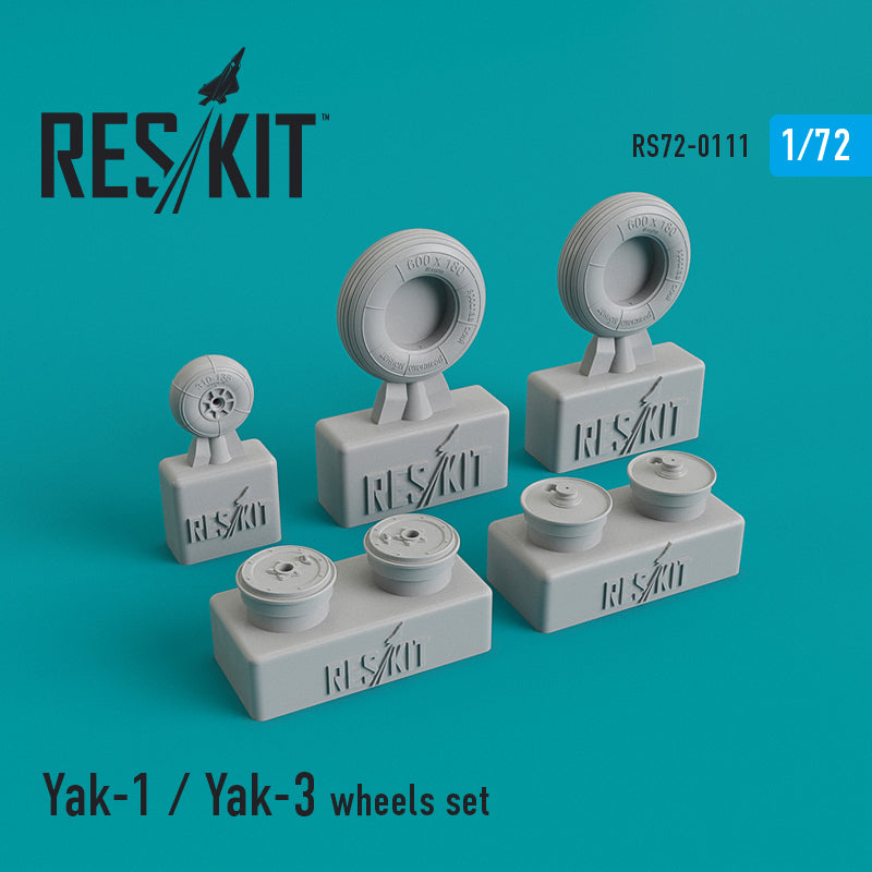 Yakovlev Yak-1 / Yak-3 wheels set (designed to be used with A-Model, Airfix, Arma Hobby, Brengun, Emhar, Hasegawa, Heller, Hobby Boss, Mastercraft, Red Star and Smer kits) (ResKit sold out May 2026)