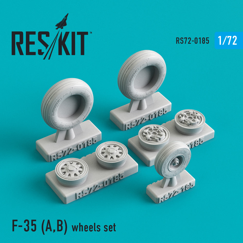 Lockheed-Martin F-35A/F-35B Lightning wheels set (designed to be used with Academy, Fujimi, Hasegawa, Italeri and PM Model kits) (ResKit sold out May 2026)