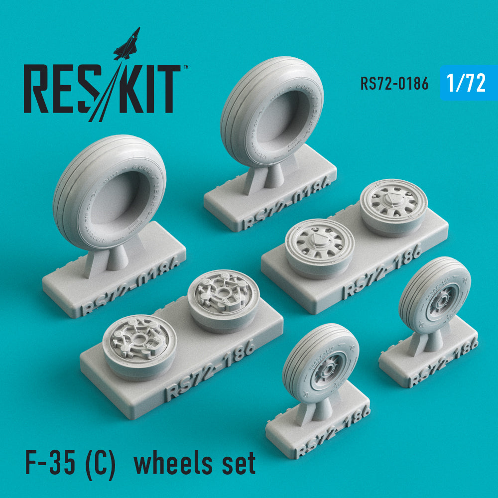 Lockheed-Martin F-35C Lightning wheels set (designed to be used with Kitty Hawk Models Model and Orange Model kits)