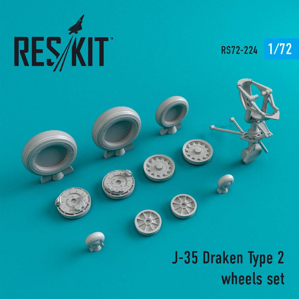 Saab J-35 Draken Type 2 wheels set (designed to be used with Hasegawa and Revell kits) (ResKit sold out February 2026)