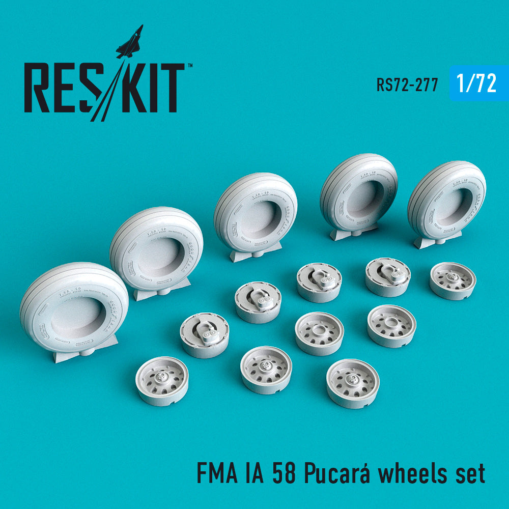 F.M.A. IA-58A Pucara wheels set (designed to be used with Airfix, MPM and Special Hobby kits) (ResKit sold out February 2026)