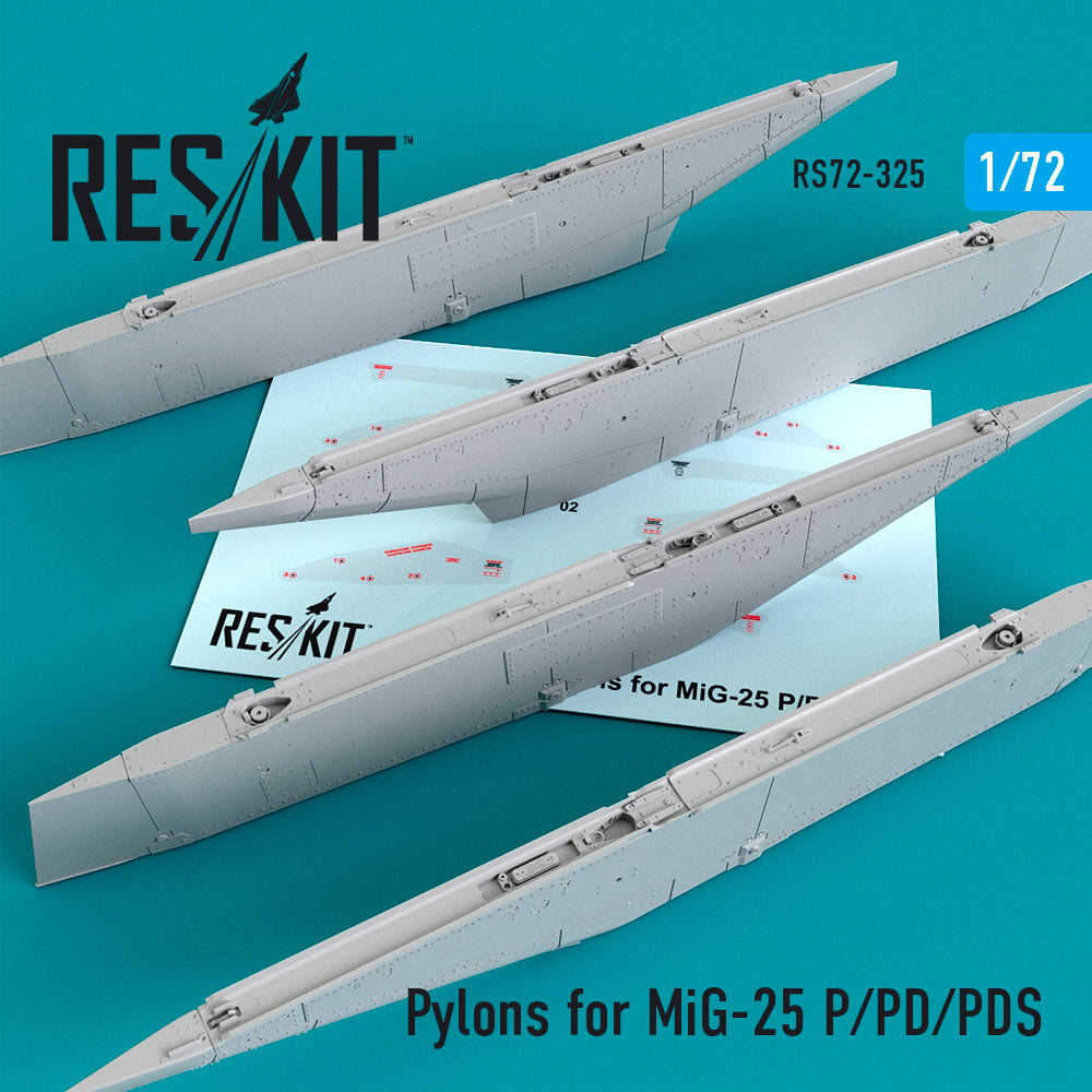 Pylons for Mikoyan MiG-25P/MiG-25PD/MiG-25PDS (designed to be used with ICM UA UK kits)
