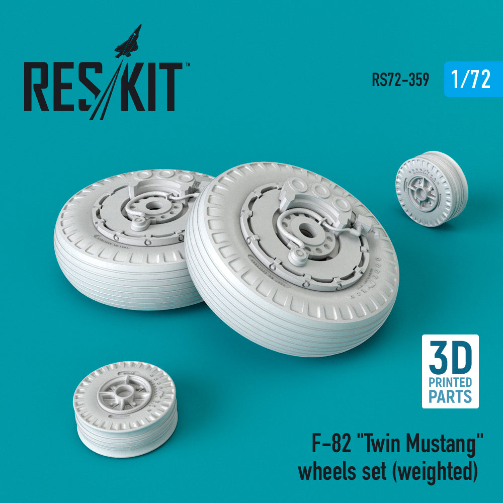 North-American F-82G Twin Mustang wheels set (designed to be used with Chematic/Gomix, Hobbycraft, Monogram, Novo, Revell and Special Hobby kits) (ResKit sold out May 2026)