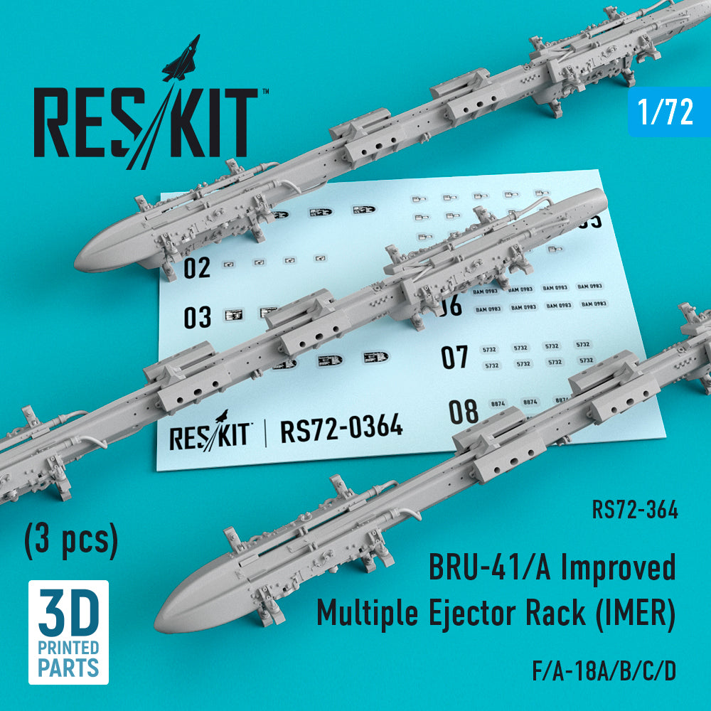 BRU-41/A Improved Multiple Ejector Rack (IMER) (3 pcs) (F/A-18A/B/C/D, McDonnell-Douglas AV-8B) Hasegawa, Academy, Airfix, ESCI, Fujimi, Aeroplast, MisterCraft, Heller