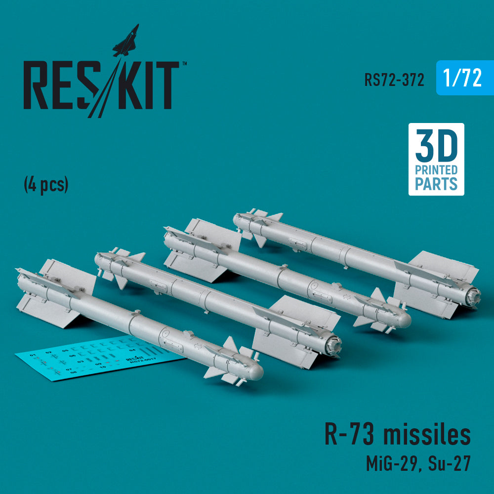 R-73 missiles (4 pcs) (MiG-29, Sukhoi Su-27) (3D-Printed)