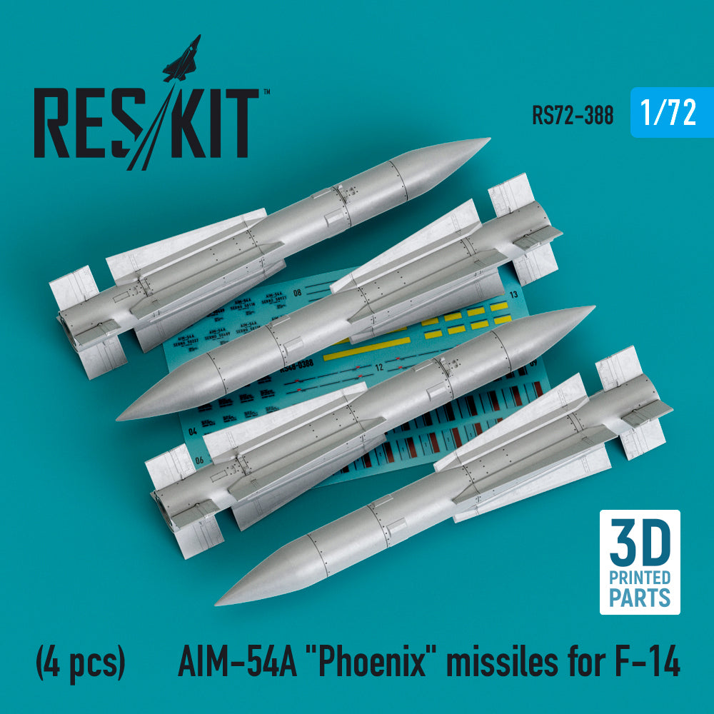 RE-RELEASED!!! AIM-54A Phoenix missiles for Grumman F-14A/F-14B Tomcat (4pcs) (designed to used with Academy, Hasegawa, Hobby Boss, Italeri, Revell and Tamiya, kits) (now 3D-Printed)