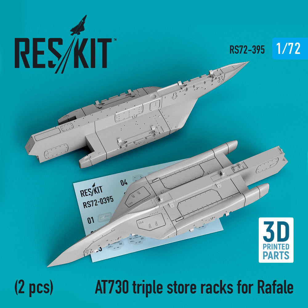 AT730 triple store racks for Dassault Rafale (2 pcs) (3D-Printed) (designed to be used with Heller, Hobby Boss, Italeri, Revell and Tamiya kits)