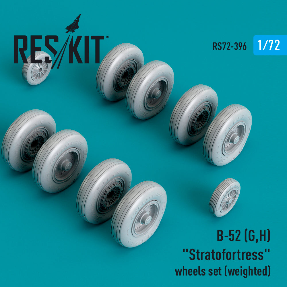 Boeing B-52G/B-52H Stratofortress wheels set (bulged tyre/weighted effect) (Resin & 3D-Printed) (designed to be used with Monogram and Modelcollect kits)