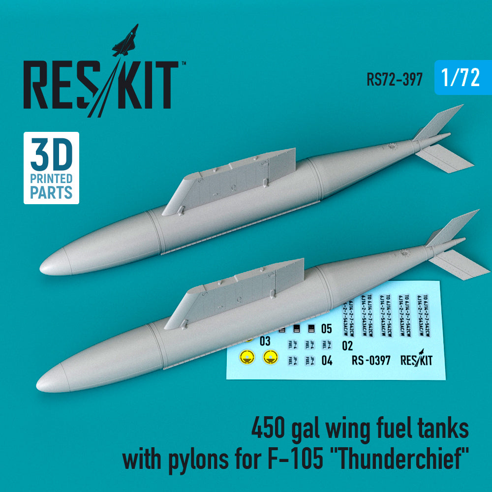 450 gal wing fuel tanks with pylons for Republic F-105D/F-105G Thunderchief (2 pcs) (1/72)