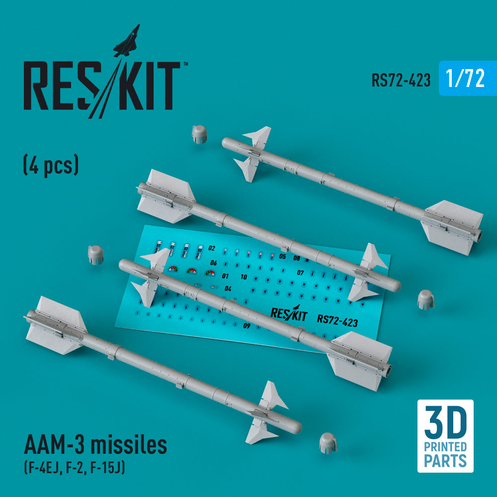 AAM-3 missiles (4 pcs) (F-4EJ, F-2, F-15J) (3D-Printed)