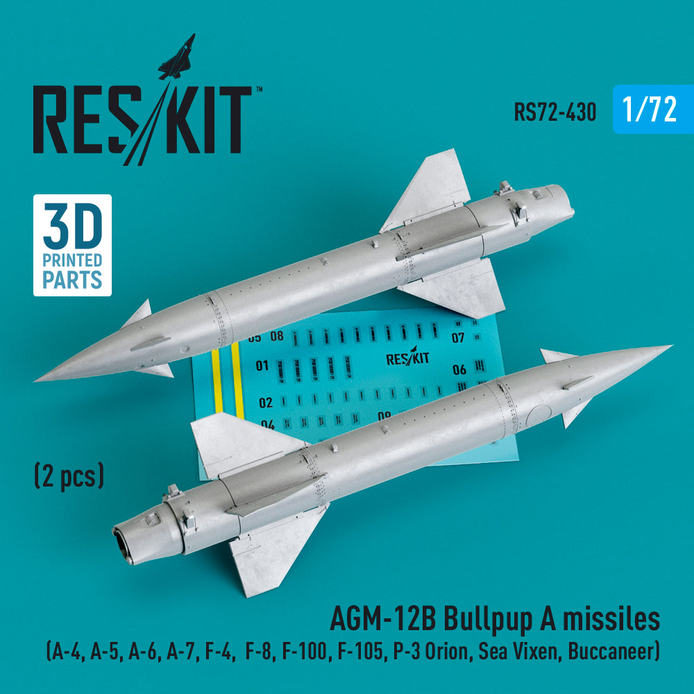 AGM-12B Bullpup A missiles (2 pcs) (Douglas A-4, North-American RA-5C Vigilante, Grumman A-6, LTV A-7, McDonnell F-4, F-8, F-100, Republic F-105F/F-105G Thunderchief, P-3 Orion, Sea Vixen, Buccaneer) (3D-Printed)