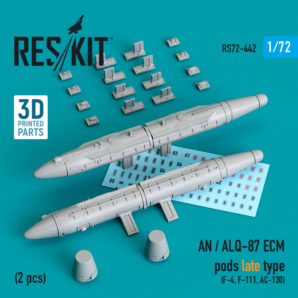AN / ALQ-87 ECM pods late type (2 pcs) (McDonnell F-4, General-Dynamics F-111, AC-130) 3D-Printed)