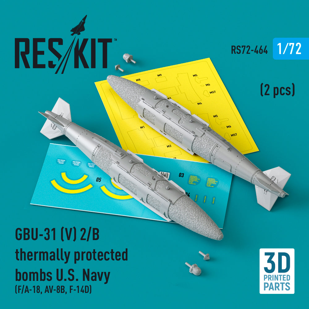 GBU-31 (V) 2/B thermally protected bombs U.S. Navy (2 pcs) (F/A-18, McDonnell-Douglas AV-8B, Grumman F-14D) (3D-Printed)