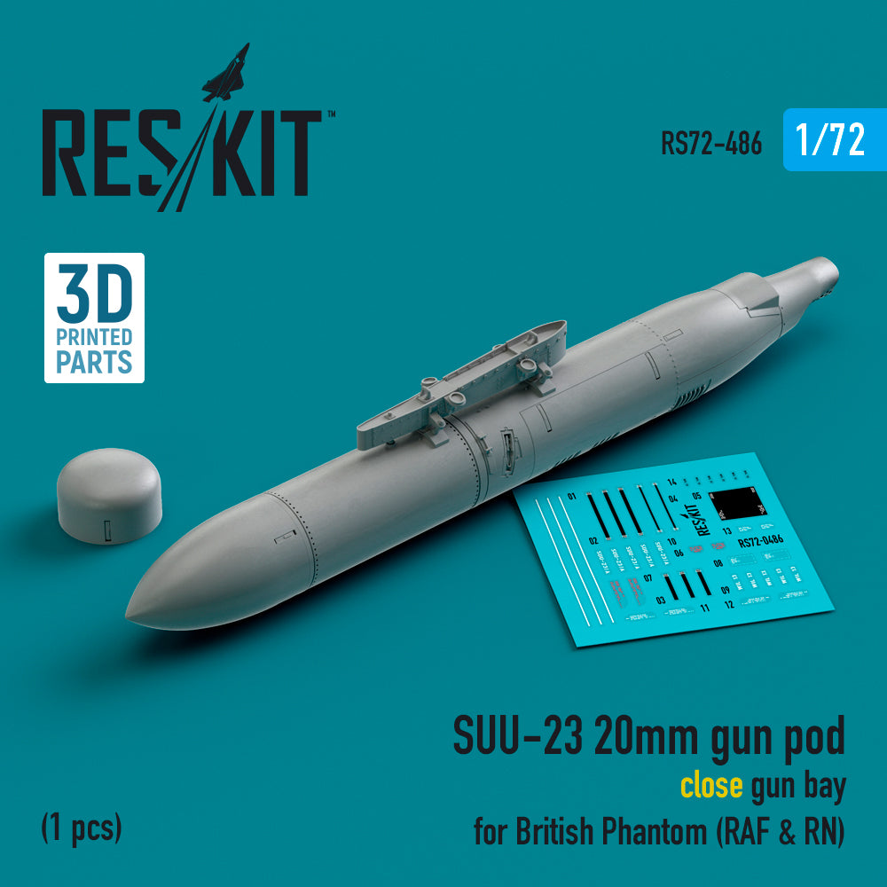 SUU-23 20mm gun pod (close gun bay) for British Phantom (RAF & RN) (1 pcs) (3D-Printed)
