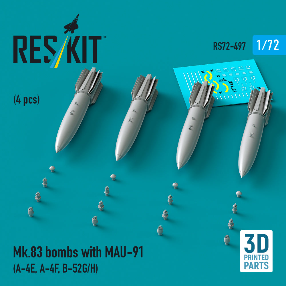 Mk.83 bombs with MAU-91 (4 pcs) (Douglas A-4E, Douglas A-4F, B-52G/H) (3D-Printed)