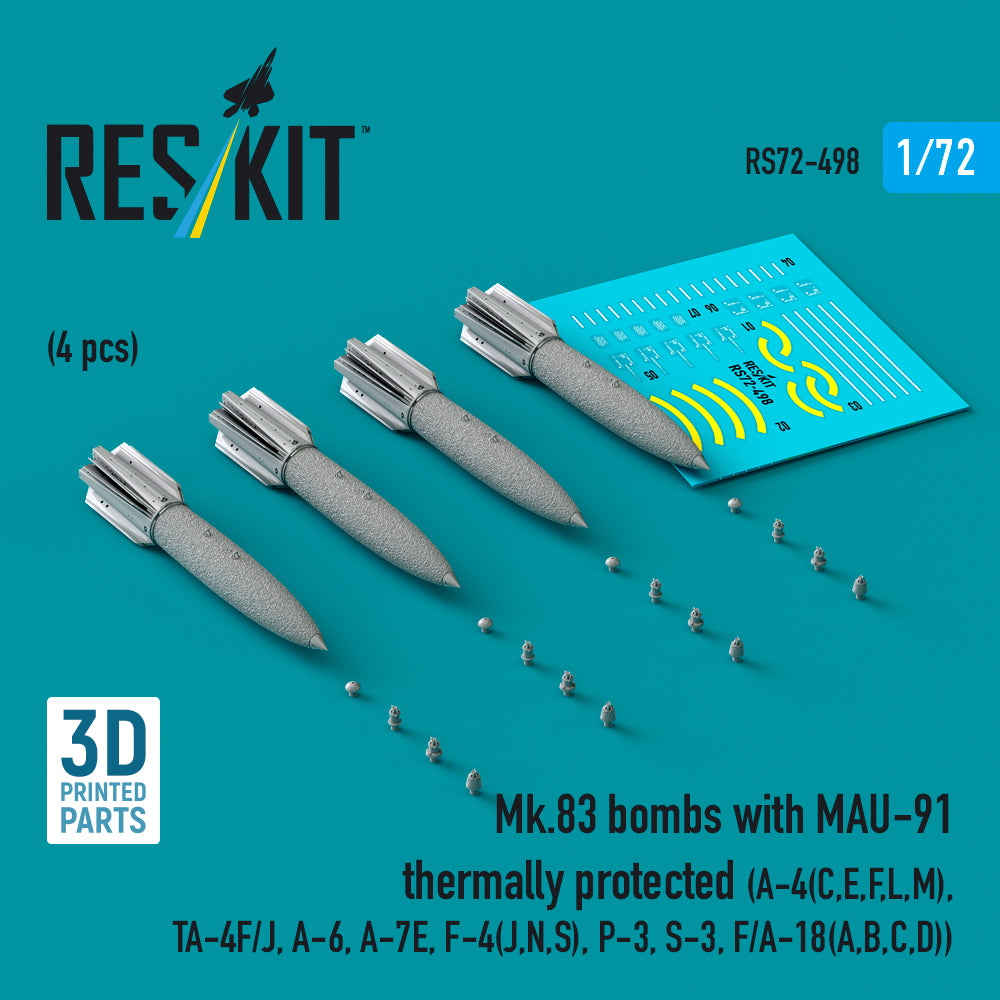 Mk.83 bombs with MAU-91 thermally protected (4 pcs) (Douglas A-4E, Douglas A-4F, B-52G/H) (3D-Printed)