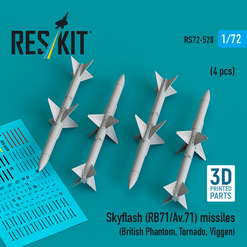 Skyflash (RB71/Av.71) missiles (4 pcs) (British Phantom, Tornado, Viggen) (3D-Printed)