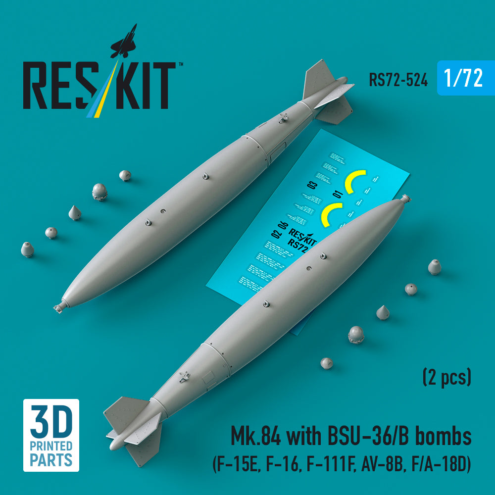 Mk.84 with BSU-36/B bombs (2 pcs) (McDonnell F-15E, Lockheed-Martin F-16, F-111F, McDonnell-Douglas AV-8B, F/A-18D) (3D-Printed)