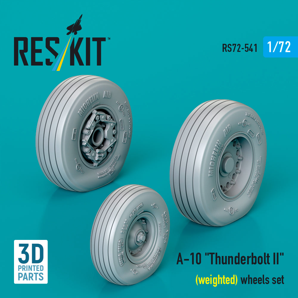 Fairchild A-10 Thunderbolt II (weighted) wheels set (3D-Printed) (1/72)