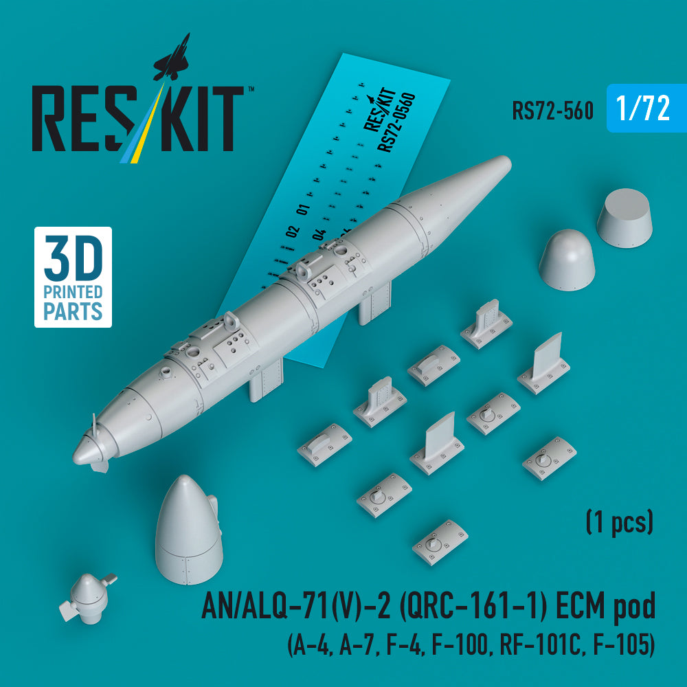 AN/ALQ-71(V)-2 (QRC-161-1) ECM pod (1pcs) (Douglas A-4, A-7, McDonnell F-4, North-American F-100, McDonnell RF-101C, Republic F-105 ) 3D-Printed