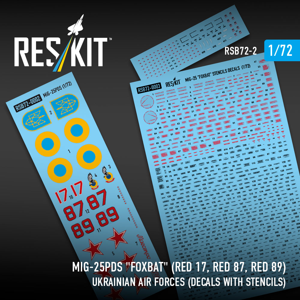 Mikoyan MiG-25PDS 'Foxbat' (Red 17, Red 87, Red 89) Ukrainian Air Forces (Decals with Stencils)