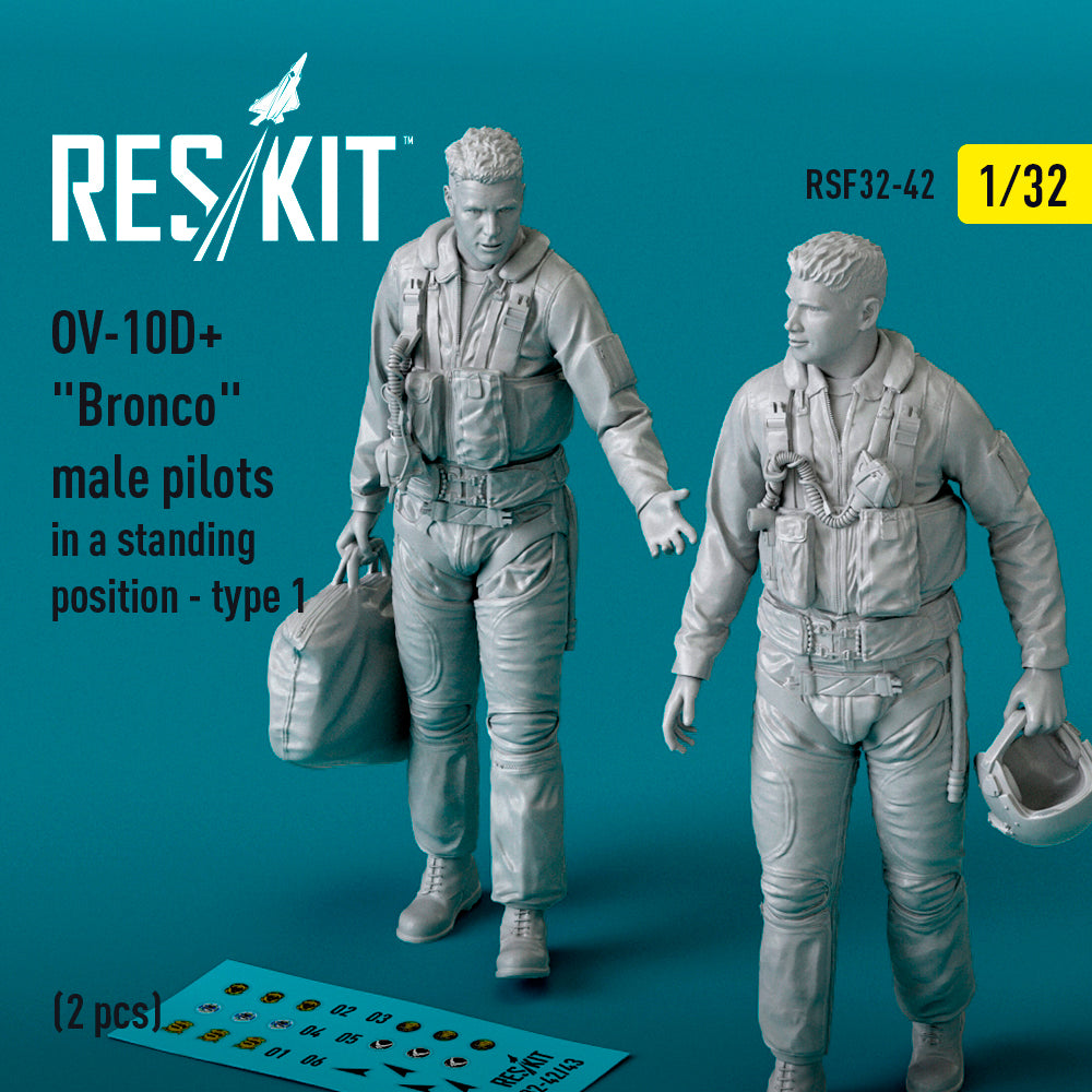 North-American/Rockwell OV-10D+ Bronco male pilots (in a standing position - type 1) (2 pcs) (3D-Printed)