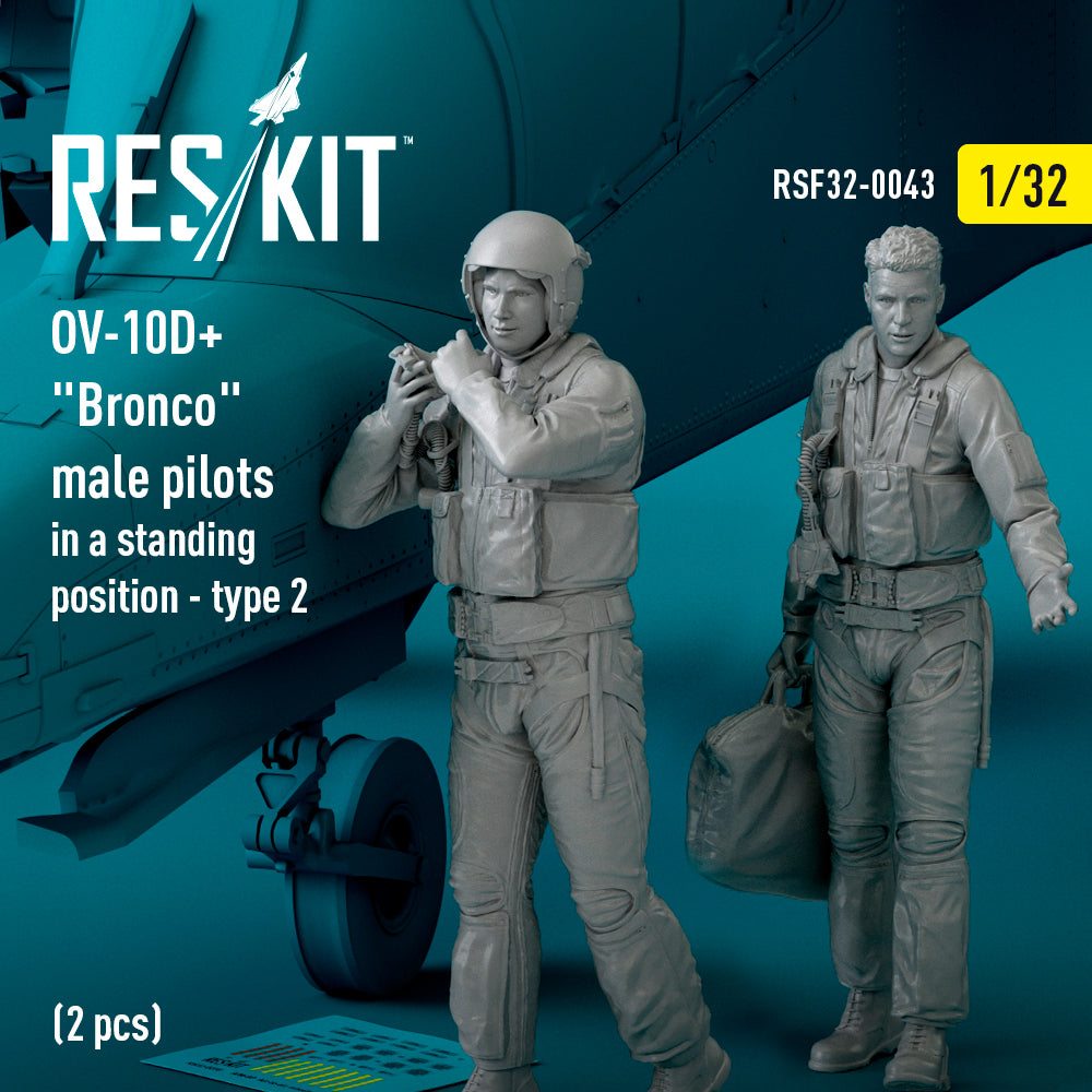 North-American/Rockwell OV-10D+ Bronco male pilots (in a standing position - type 2) (2 pcs) (3D-Printed)