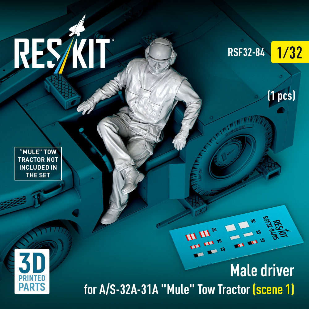 Male driver for A/S-32A-31A 'Mule' Tow Tractor (scene 1) (1 pcs) (3D-Printed) (designed to be used with Reskit kits)(1/32)
