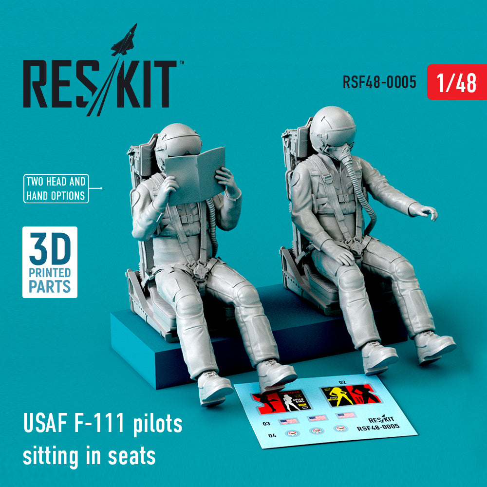 USAF General-Dynamics F-111 pilots sitting in seats (2 pcs) 3D-Printed)