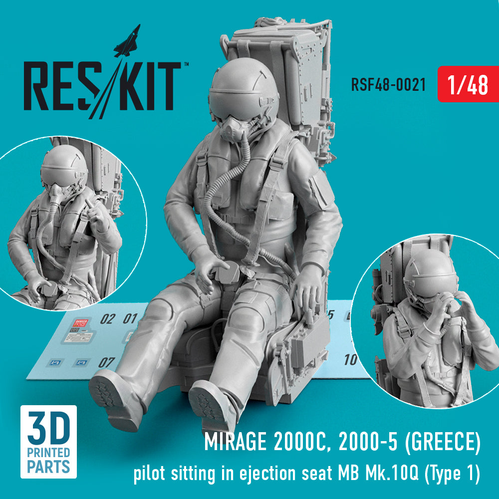 Dassault_Mirage 2000C 2000-5 (GREECE) pilot sitting in ejection seat MB Mk.10Q (Type 1) 3D-Printed