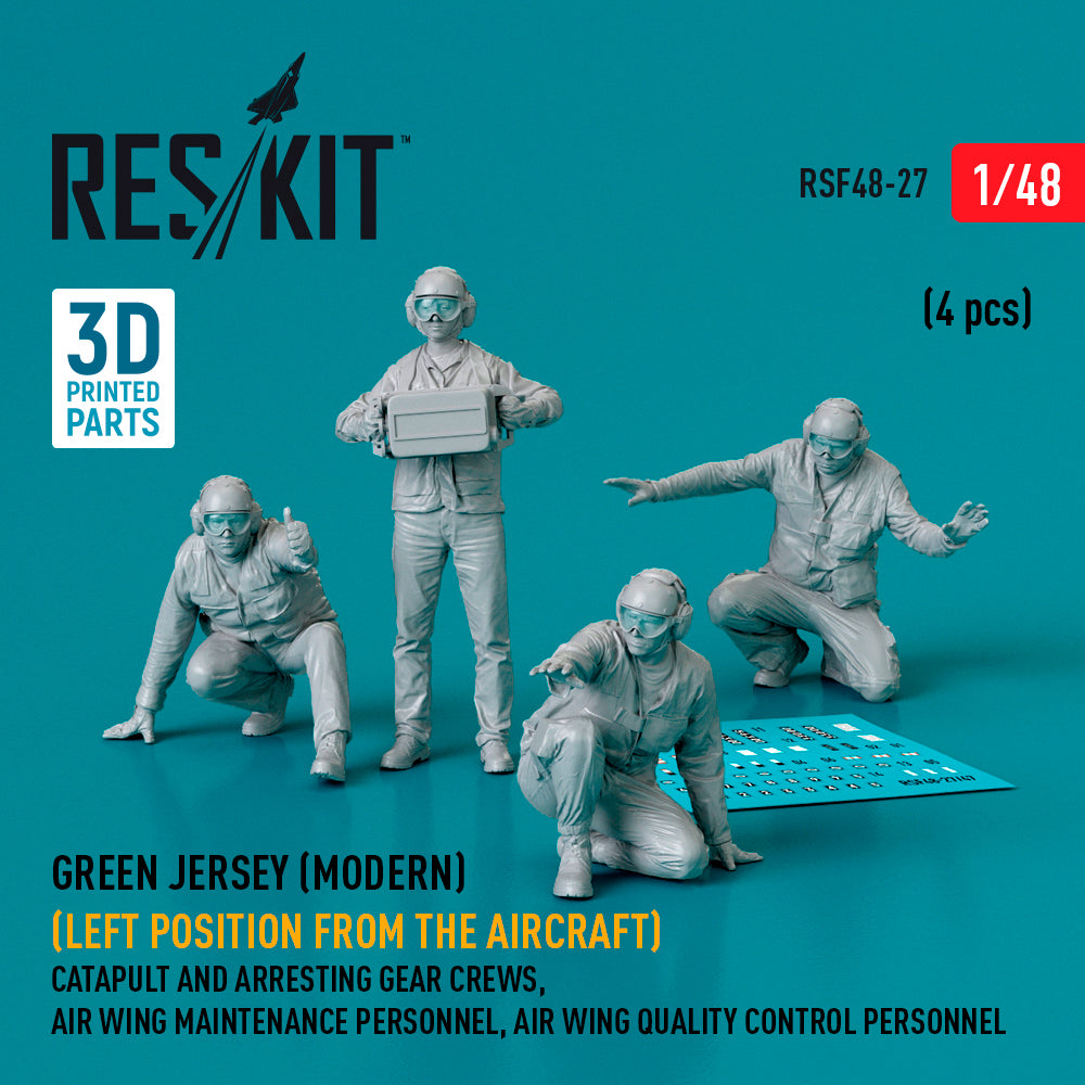 Green jersey (Modern) (Left position from the aircraft) Catapult and Arresting Gear Crews, Air Wing Maintenance Personnel, Air Wing Quality Control Personnel (4 pcs) (3D-Printed)