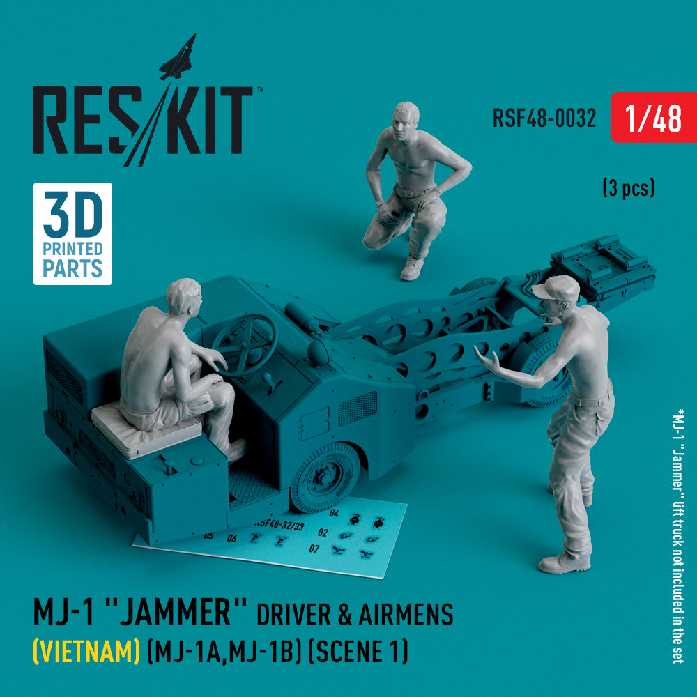 MJ-1 Jammer Driver & airmens (Vietnam) (MJ-1A,MJ-1B) (scene 1) (3 pcs) (3D-Printed)