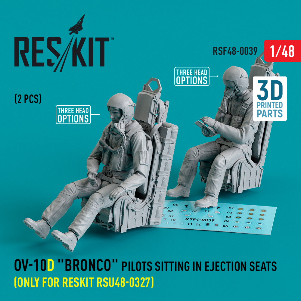 North-American/Rockwell OV-10D Bronco pilots sitting in ejection seats (only for RESKIT RSU48-0329) (2 pcs) (3D-Printed)