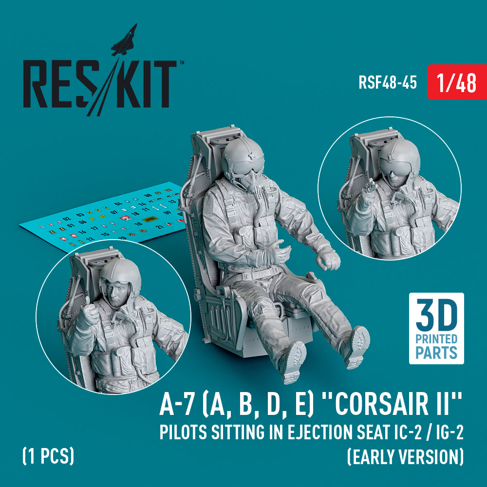 LTV A-7A A-7B A-7D A-7E Corsair pilots sitting in ejection seat IC-2 / IG-2 (early version) (3D-Printed) (1 pcs)