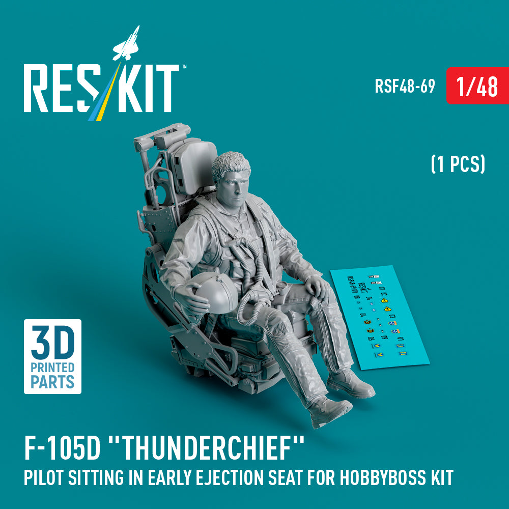 Republic F-105D Thunderchief pilot sitting in early ejection seat (designed to be used with Hobby Boss kits) (1 pcs) (3D-Printed)