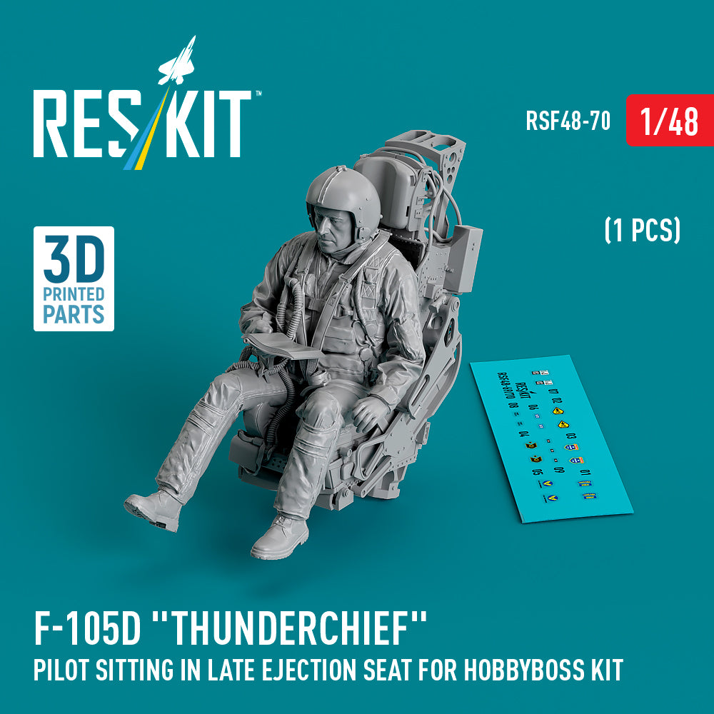 Republic F-105D Thunderchief pilot sitting in late ejection seat (designed to be used with Hobby Boss kits) (1 pcs) (3D-Printed)