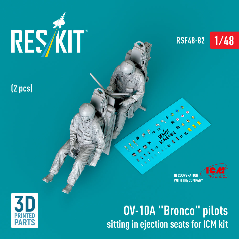 North-American/Rockwell OV-10A Bronco pilots sitting in ejection seats (designed to be used with ICM UA UK kits) (2 pcs) (3D-Printed)
