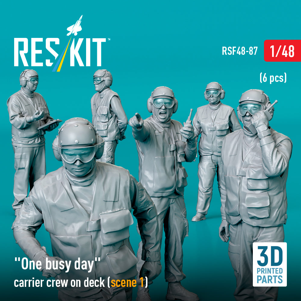'One busy day' carrier crew on deck (scene 1) (6 pcs) (3D-Printed)