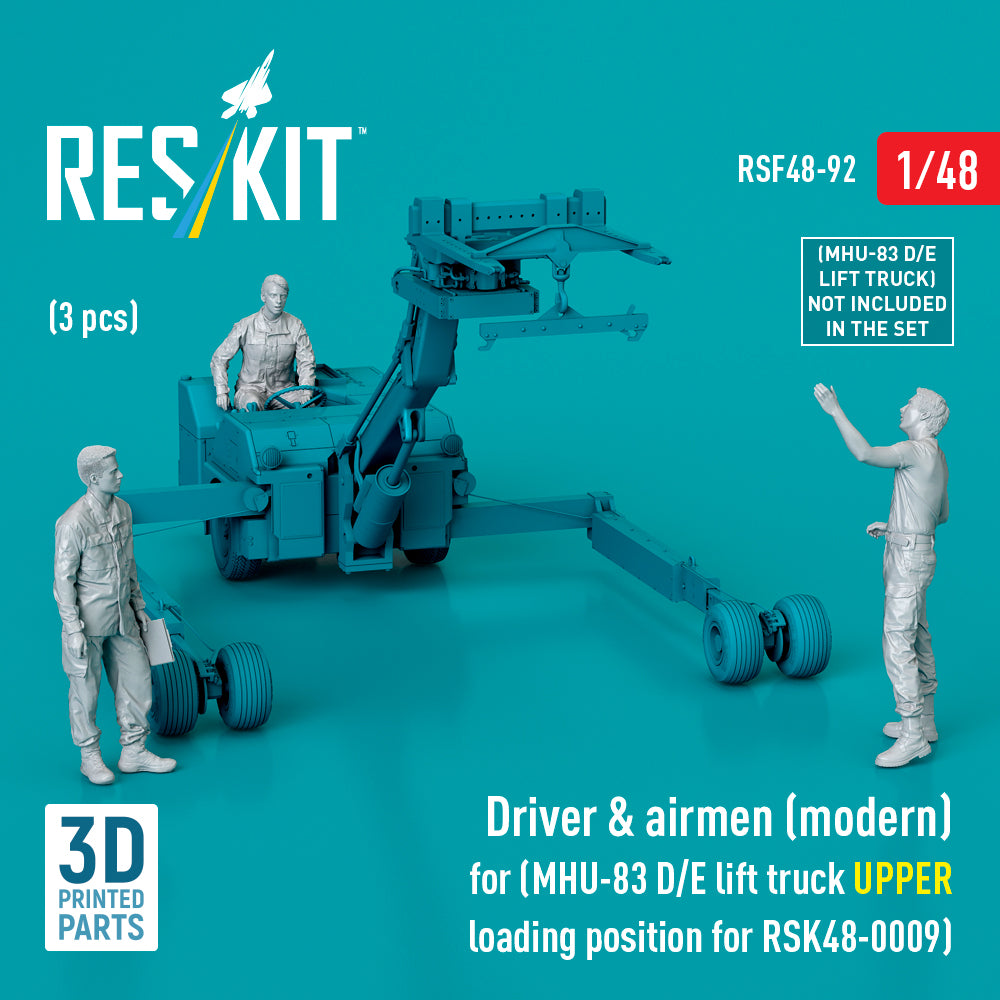 Driver & airmen (modern) (3 pcs) (MHU-83 D/E lift truck UPPER loading position for RSK48-0009) (3D-Printed)