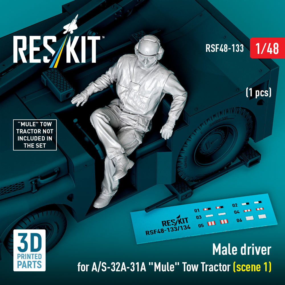 Male driver for A/S-32A-31A 'Mule' Tow Tractor (scene 1) (1 pcs) (3D-Printed) (1/48)
